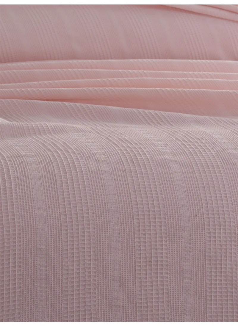 Sevim Single Waffle Blanket 160x230 cm - 100% Cotton - Honeycomb Design - Gofre Blanket - Salmon