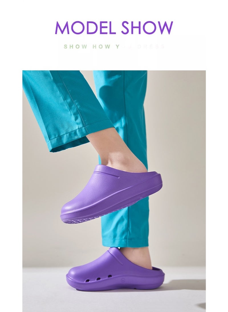 Operating room arch support slippers, unisex fully enclosed breathable shoes, protective shoes, suitable for doctors, nurses, and laboratory staff, non-slip sandals (purple). - Image 5