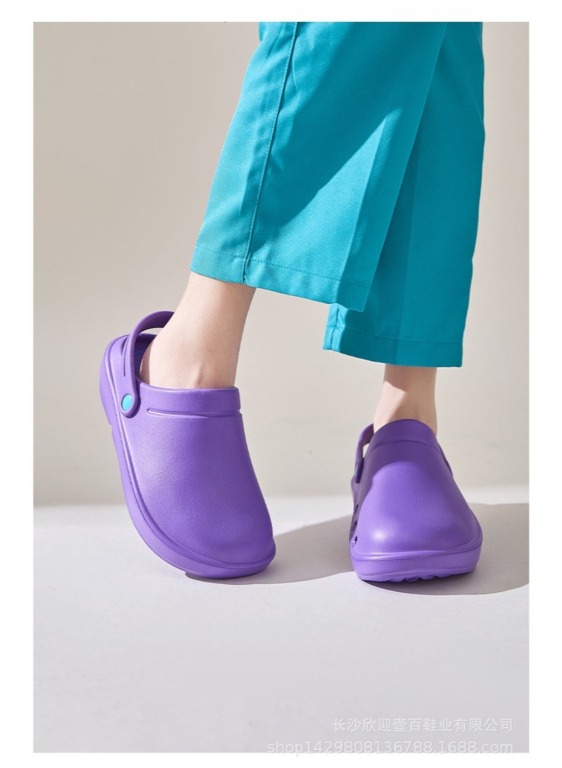 Operating room arch support slippers, unisex fully enclosed breathable shoes, protective shoes, suitable for doctors, nurses, and laboratory staff, non-slip sandals (purple). - Image 4