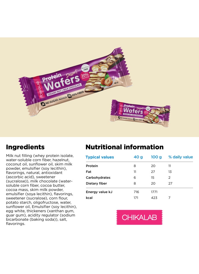 Chikalab Dessert Milk Chocolate And Hazelnut Protein Wafer - Image 2