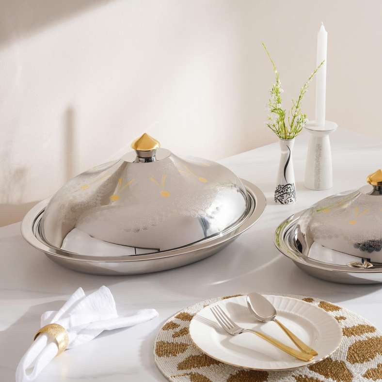 Pan Home Chrome & Gold Serving Dish 39cm - Image 5