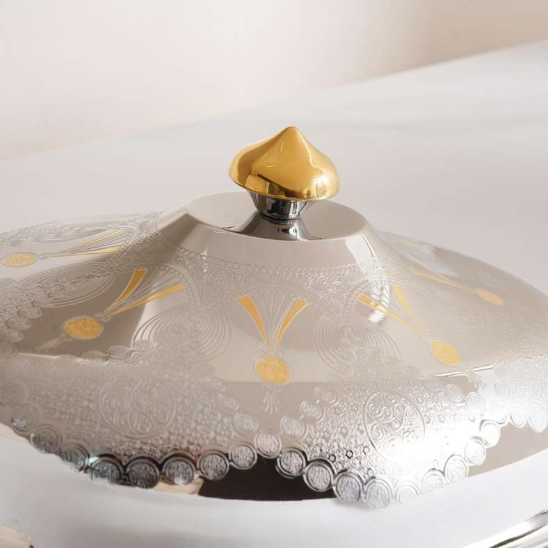 Pan Home Chrome & Gold Serving Dish 39cm - Image 3