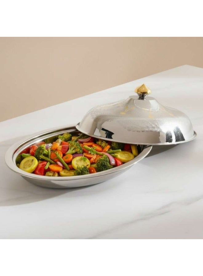 Pan Home Chrome & Gold Serving Dish 39cm - Image 1
