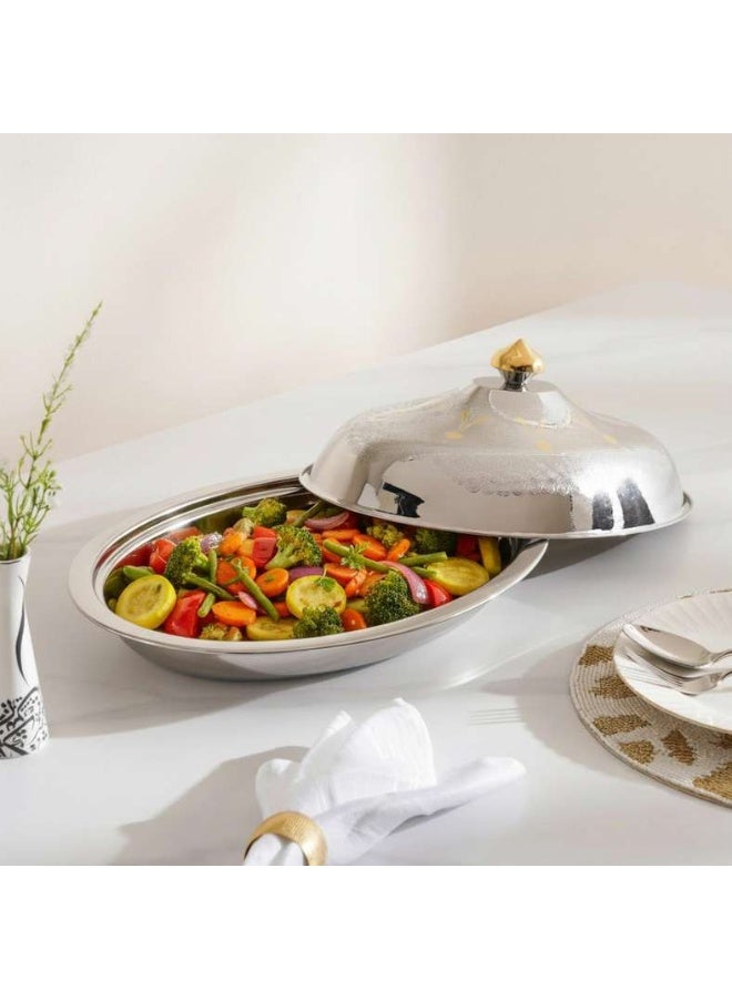 Pan Home Chrome & Gold Serving Dish 39cm - Image 2