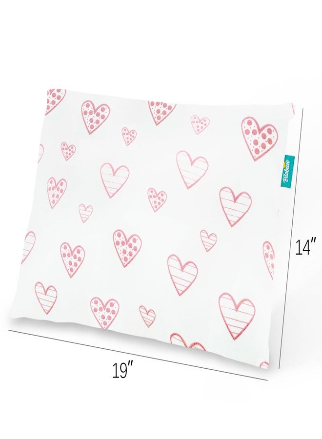 Biloban Organic Cotton 2 Pack Kids Toddler Pillowcase for Children Toddler Pillows 13"x 18" or 14"x19", Envelope Travel Toddler Pillow Cover Case (Pink Print) - Image 3