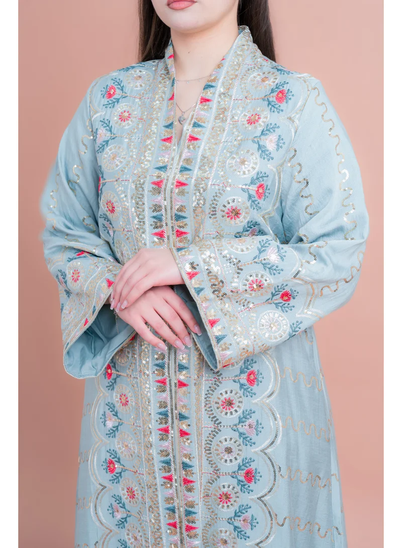 IKKXA Embroidered Modern Jalabiya IK4014 Green