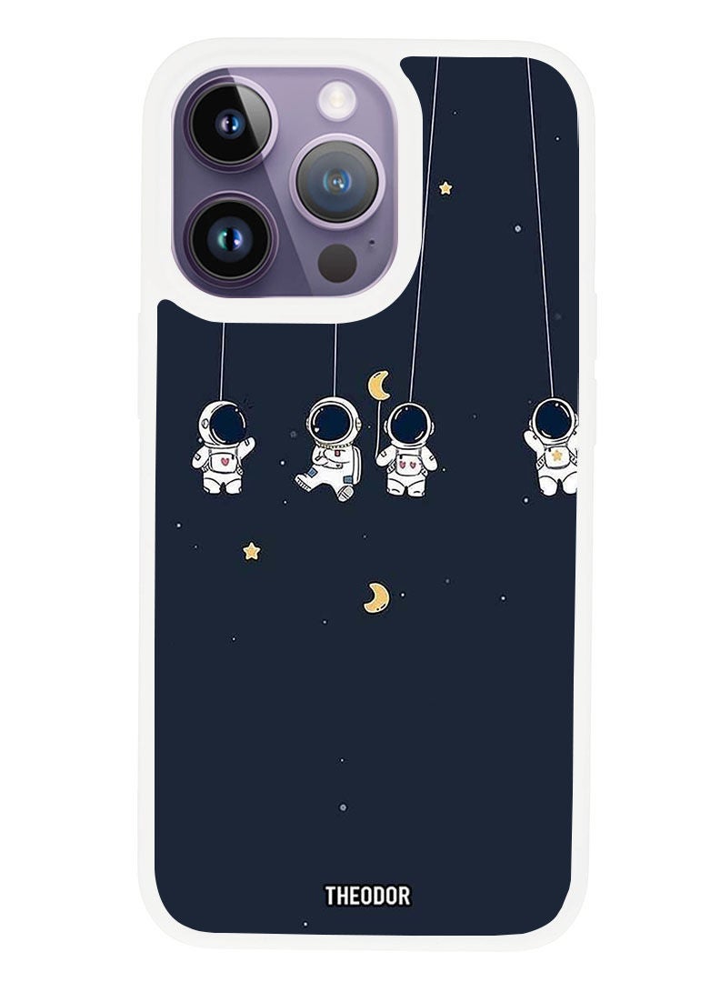 Theodor Protective Case Anti Scratch Shock Proof Cover For APPLE IPHONE 14 PRO Atronauts (White Bumper) - Image 1