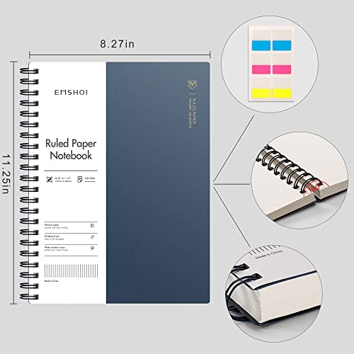 EMSHOI A4 Spiral Notebook College Ruled Lined Journal 112 X 827 300 Pages150 Sheets Easy Tear Perforated Pages 100gsm Thick Paper Waterproof Softcover for School Work WritingBlue - Image 3