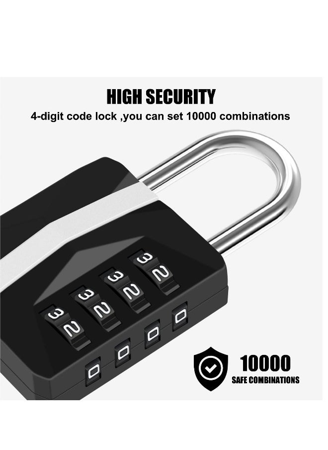 Generic Combination Padlock, Waterproof 2 Pack Large Heavy Duty 4 Digit Padlock, Resettable Zinc Alloy High Security Password Lock Use for School Gym Locker, Shed, Gate, Fence, Hasp,Cabinet, Black  - Image 3