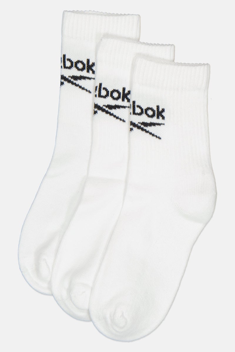 Reebok جوارب كروية للرجال 3 أزواج بشعار العلامة التجارية، بيضاء - Image 1