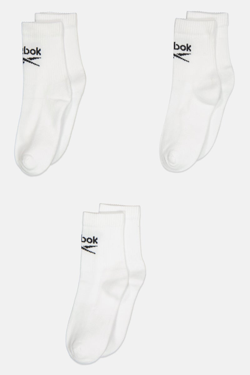 Reebok جوارب كروية للرجال 3 أزواج بشعار العلامة التجارية، بيضاء - Image 3
