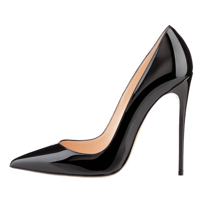 COLETER Women's Sexy Pointed Toe High Heels,4.72 inch/12cm Patent Leather Pumps,Wedding Dress Shoes,Cute Evening Stilettos Patent Black 6 US - Image 4