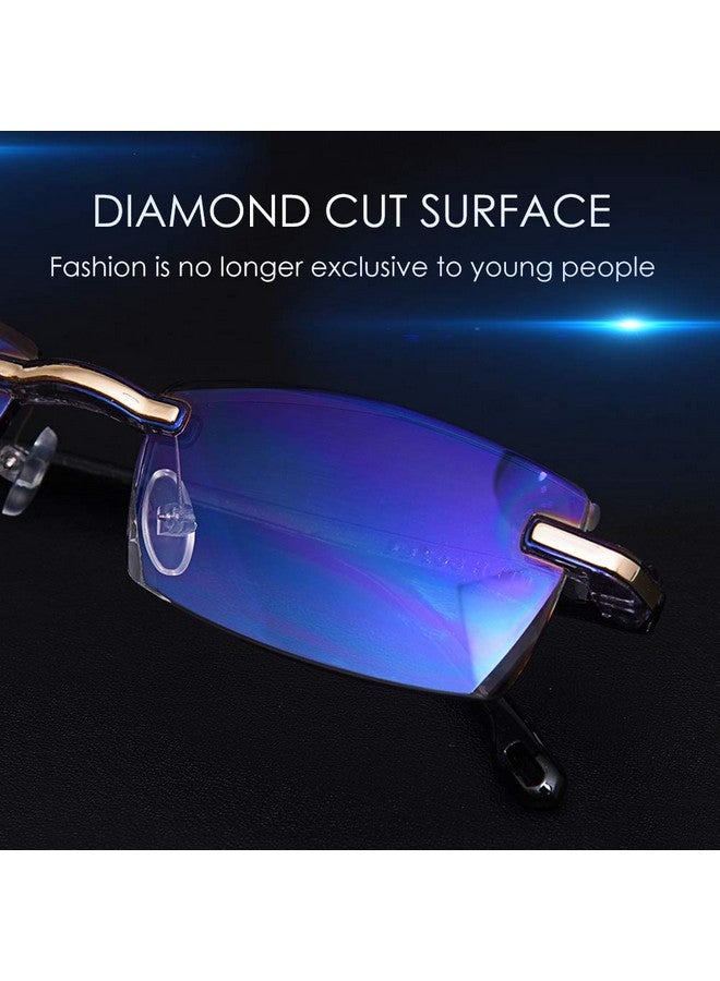 LUFF Reading Glasses Hd Antiblue Diamond Cut Edge Frameless Reading Glasses For Mens(2.5X) - Image 5