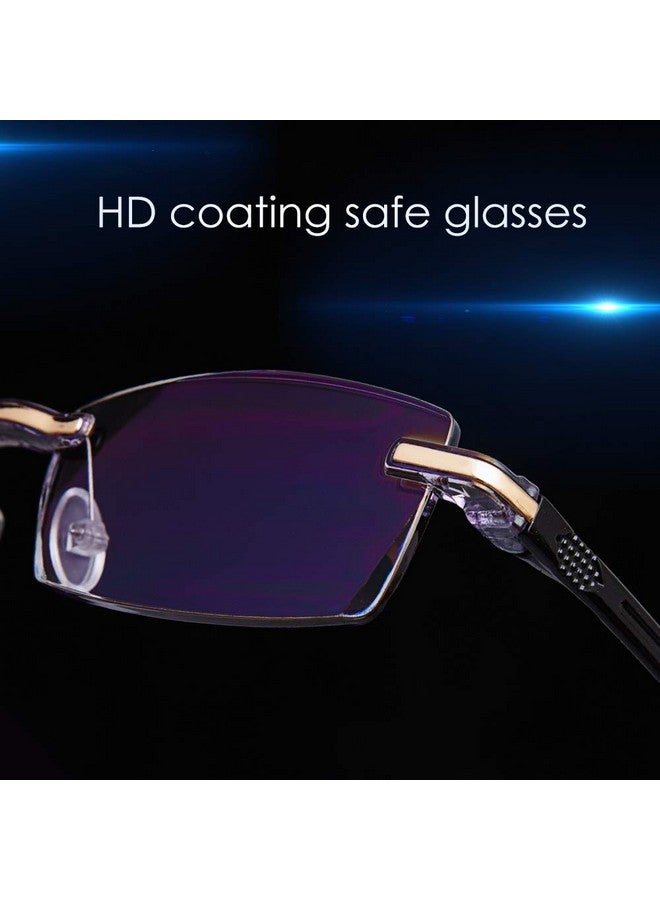LUFF Reading Glasses Hd Antiblue Diamond Cut Edge Frameless Reading Glasses For Mens(2.5X) - Image 3