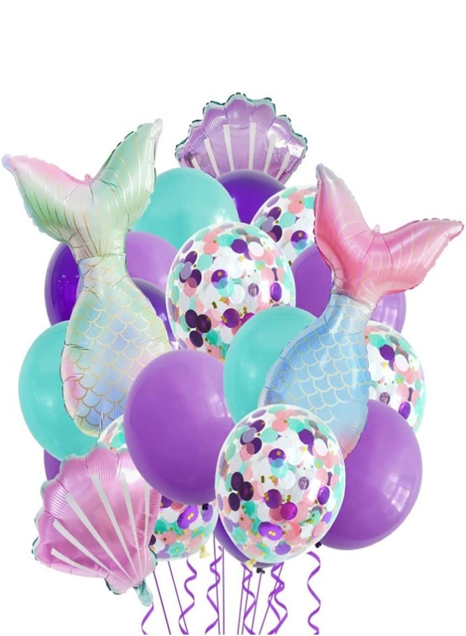 BELLSBERRY 22PCS Mermaid Balloon Garland Set – Vibrant Mermaid Tail and Sea Shell Balloons for Birthday and Baby Shower Decorations - Image 1