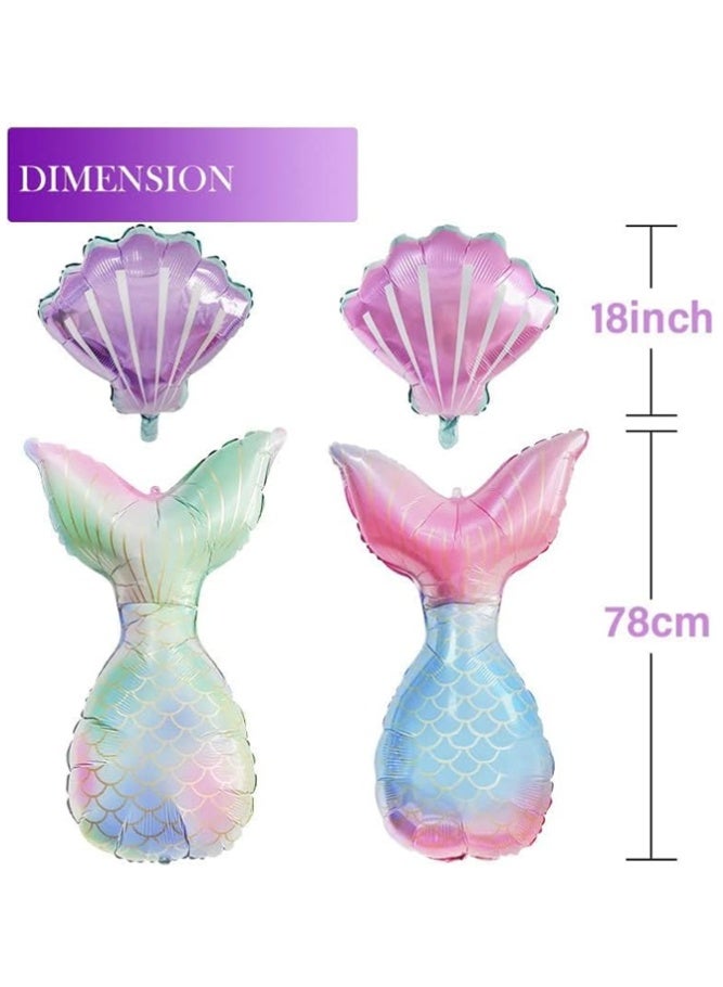 BELLSBERRY 22PCS Mermaid Balloon Garland Set – Vibrant Mermaid Tail and Sea Shell Balloons for Birthday and Baby Shower Decorations - Image 2