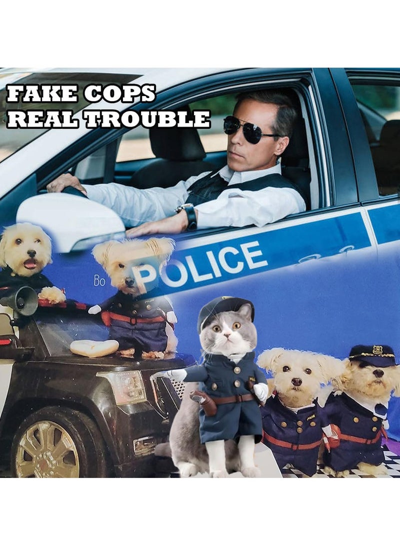 Pet Dog Cat Policeman Costume Pet Cosplay Funny Clothes for Festivals Theme Party  - Image 4