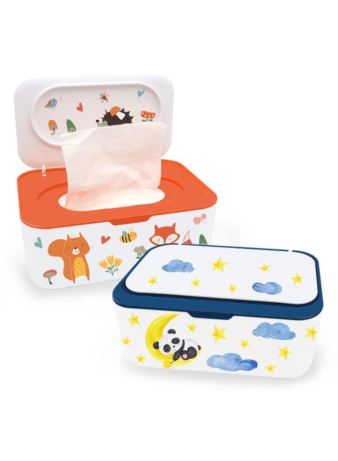 Lovppy 2Pcs Baby Wipes Dispenser, Diaper Wipe Holder with Lid, Refillable Wipes Case Container with Sealing Design, Flushable Wipes Pouch Case Storage Box for Bathroom, Keeps Wipes Fresh Easy Open & Close - Image 1