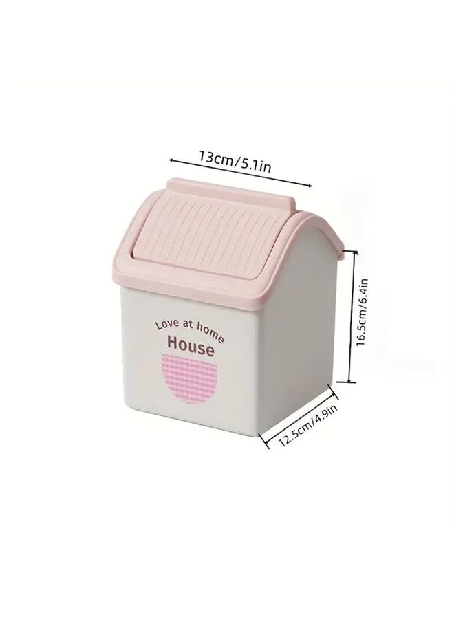 Macaron Pink Desktop Storage Bin With Lid For Home Office Dormitory Decor Gift - Image 3