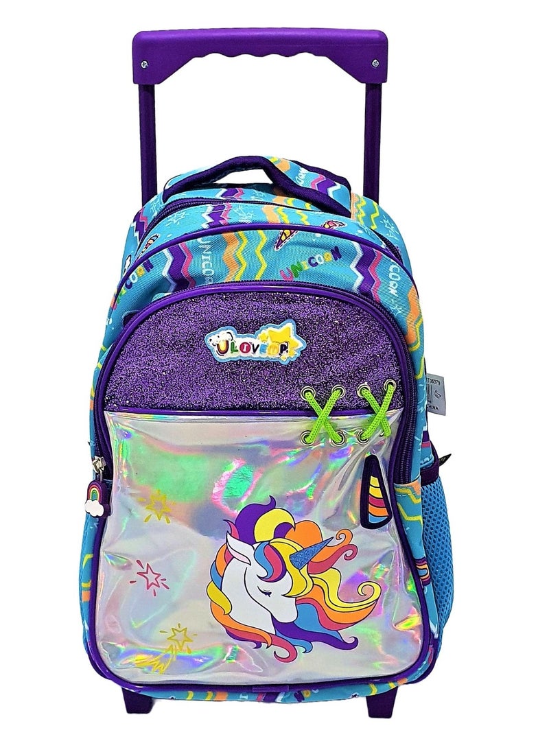 Live Up - LIVE UP Trolley school bag for Kids with Adjustable Strap 2 pockets and 2 side pockets and a key hook inside. (21*12.5*38) - Image 1