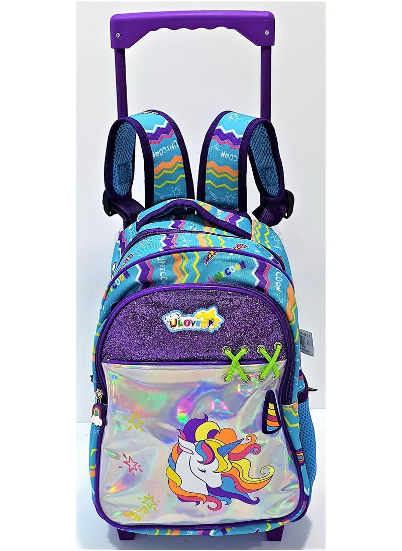 Live Up - LIVE UP Trolley school bag for Kids with Adjustable Strap 2 pockets and 2 side pockets and a key hook inside. (21*12.5*38) - Image 1