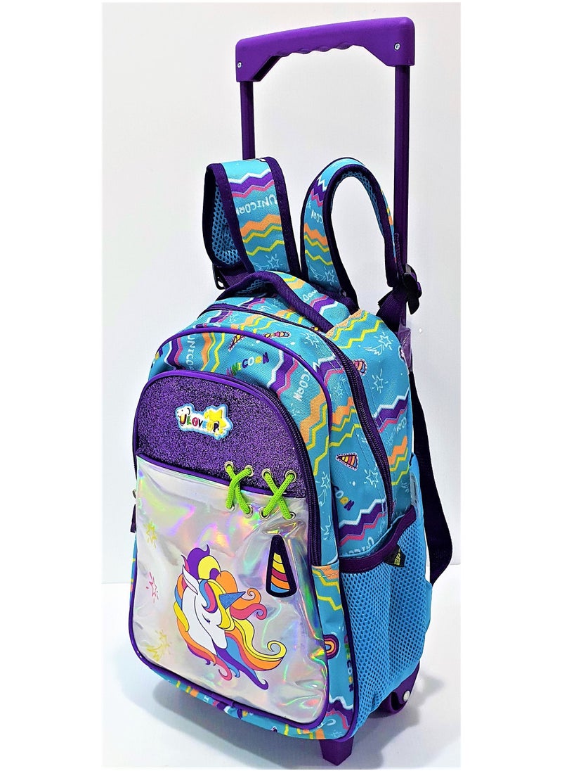 Live Up - LIVE UP Trolley school bag for Kids with Adjustable Strap 2 pockets and 2 side pockets and a key hook inside. (21*12.5*38) - Image 1