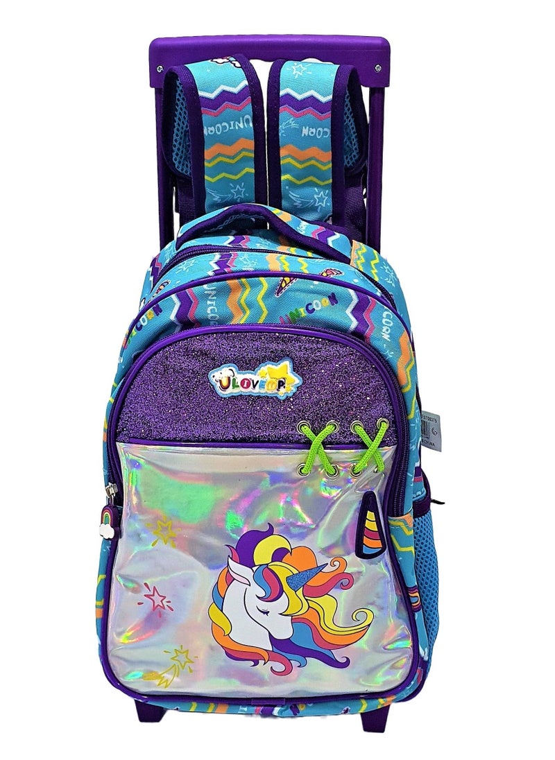 Live Up - LIVE UP Trolley school bag for Kids with Adjustable Strap 2 pockets and 2 side pockets and a key hook inside. (21*12.5*38) - Image 1
