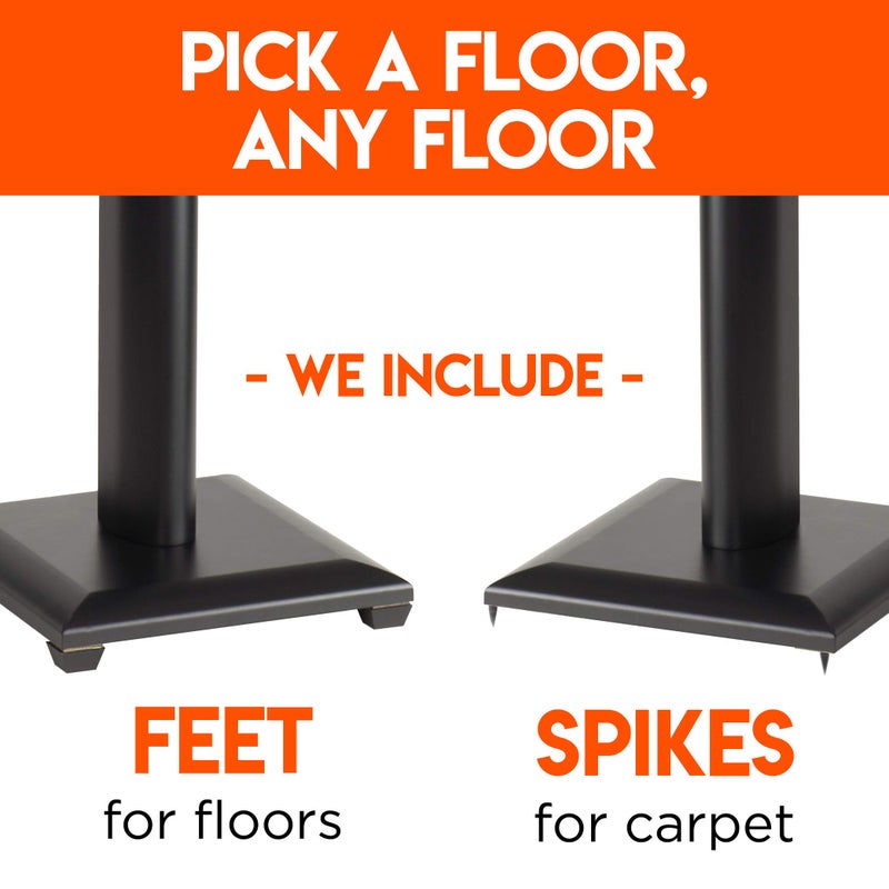 ECHOGEAR حاملات مكبرات الصوت الأرضية العالمية من ECHOGEAR - تصميم MDF يمتص الاهتزازات يعمل مع مكبرات صوت Edifier و Polk وغيرها من مكبرات الصوت المكتبية أو المراقبين الاستوديو - يتضمن وسادات عزل الصوت وأشواك السجاد - Image 5