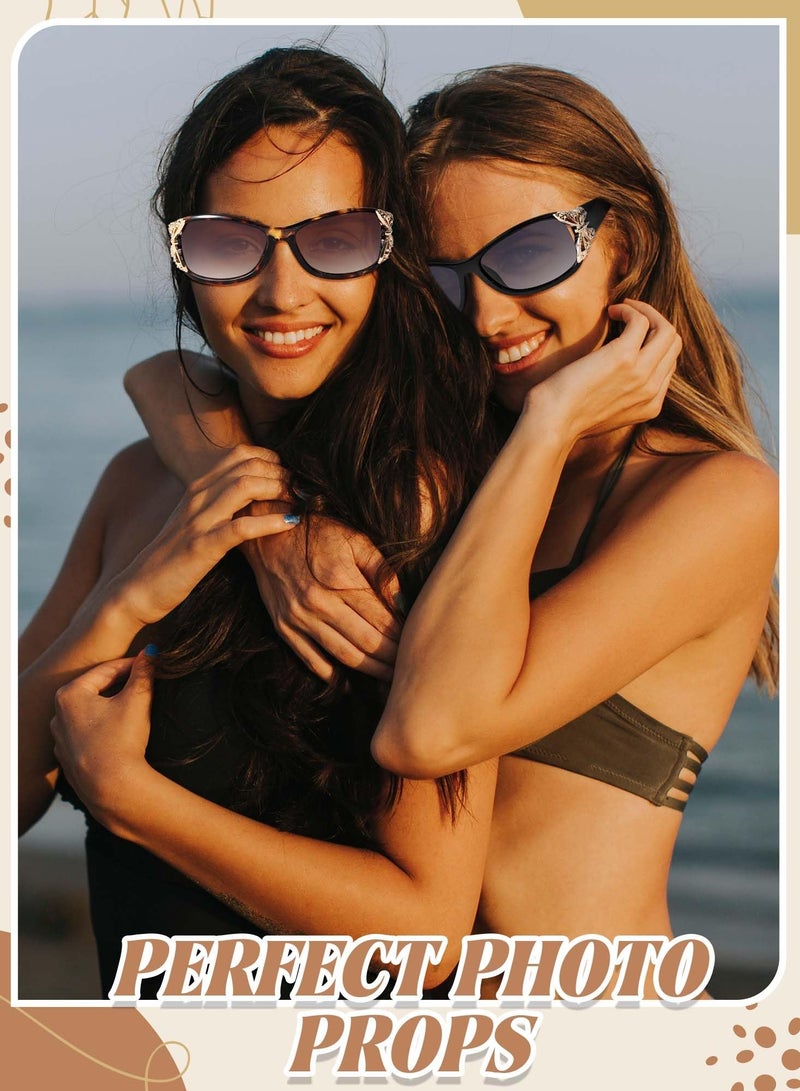 SOLARAE 3 Pcs Polarized Sunglasses for Women Girls, UV Protection Fashion Decoration Wrap Around Butterfly Sunglasses, Trendy Sun Shades UV Protection Lightweight for Summer Driving Fishing, 3 Style - Image 5
