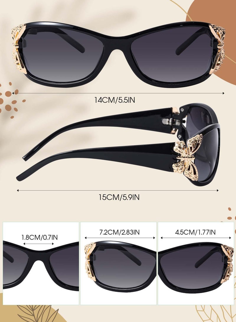 SOLARAE 3 Pcs Polarized Sunglasses for Women Girls, UV Protection Fashion Decoration Wrap Around Butterfly Sunglasses, Trendy Sun Shades UV Protection Lightweight for Summer Driving Fishing, 3 Style - Image 2