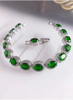 General Small Zircon Inlaid Colored Stone Bracelet  - Image 4
