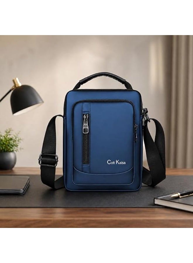 Men's crossbody bag, padded polyester shoulder bag with multiple pockets; a practical crossbody bag for daily use. - Image 4