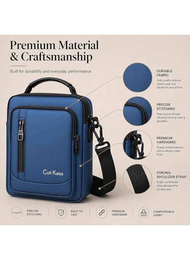 Men's crossbody bag, padded polyester shoulder bag with multiple pockets; a practical crossbody bag for daily use. - Image 2
