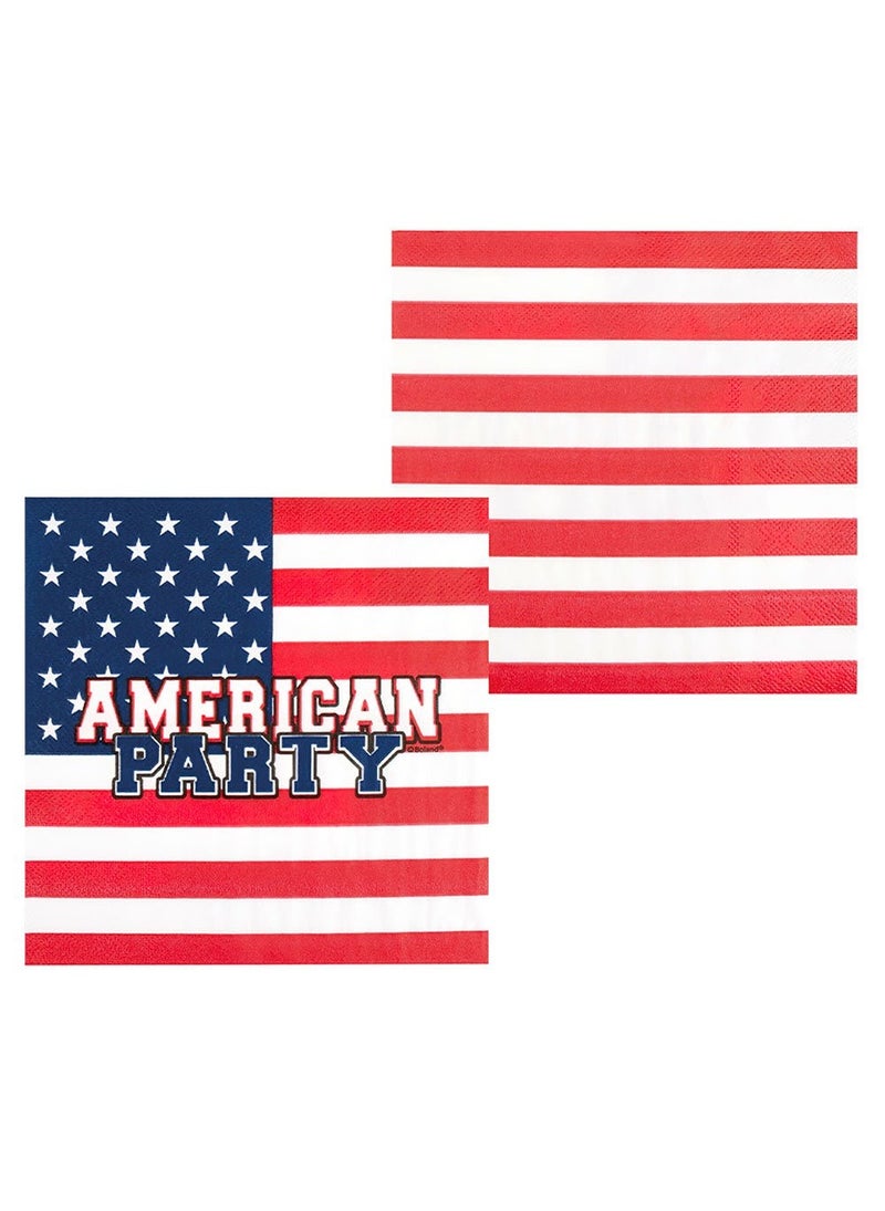 BOLAND American Party Napkins USA Flag Patriotic Tableware 33cm 20-Pack - Image 2