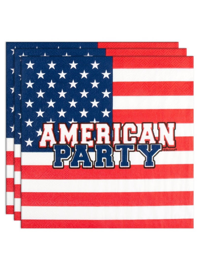 BOLAND American Party Napkins USA Flag Patriotic Tableware 33cm 20-Pack - Image 1