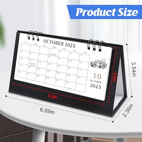 Gannyfer 2026 Desk Calendar, Small Standing Flip Desk Calendar 2026-2027, Use Now Until June 2027, 24-Month Mini Desktop Calendar for Home, School, Office (6.89" x 3.54" Black) - Image 2