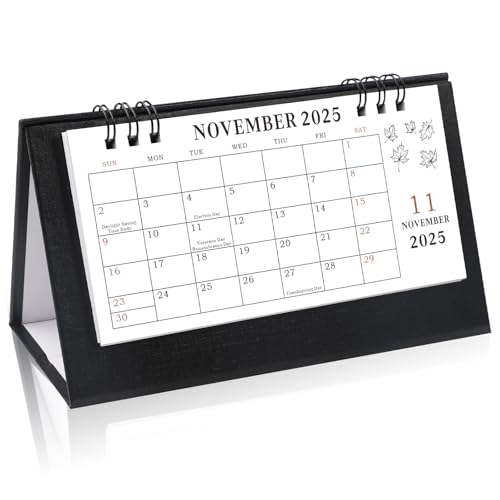 Gannyfer 2026 Desk Calendar, Small Standing Flip Desk Calendar 2026-2027, Use Now Until June 2027, 24-Month Mini Desktop Calendar for Home, School, Office (6.89" x 3.54" Black) - Image 1