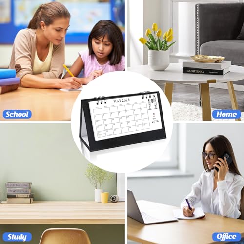 Gannyfer 2026 Desk Calendar, Small Standing Flip Desk Calendar 2026-2027, Use Now Until June 2027, 24-Month Mini Desktop Calendar for Home, School, Office (6.89" x 3.54" Black) - Image 5