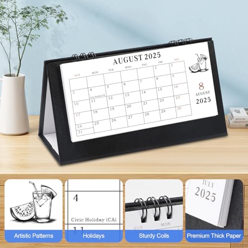 Gannyfer 2026 Desk Calendar, Small Standing Flip Desk Calendar 2026-2027, Use Now Until June 2027, 24-Month Mini Desktop Calendar for Home, School, Office (6.89" x 3.54" Black) - Image 3