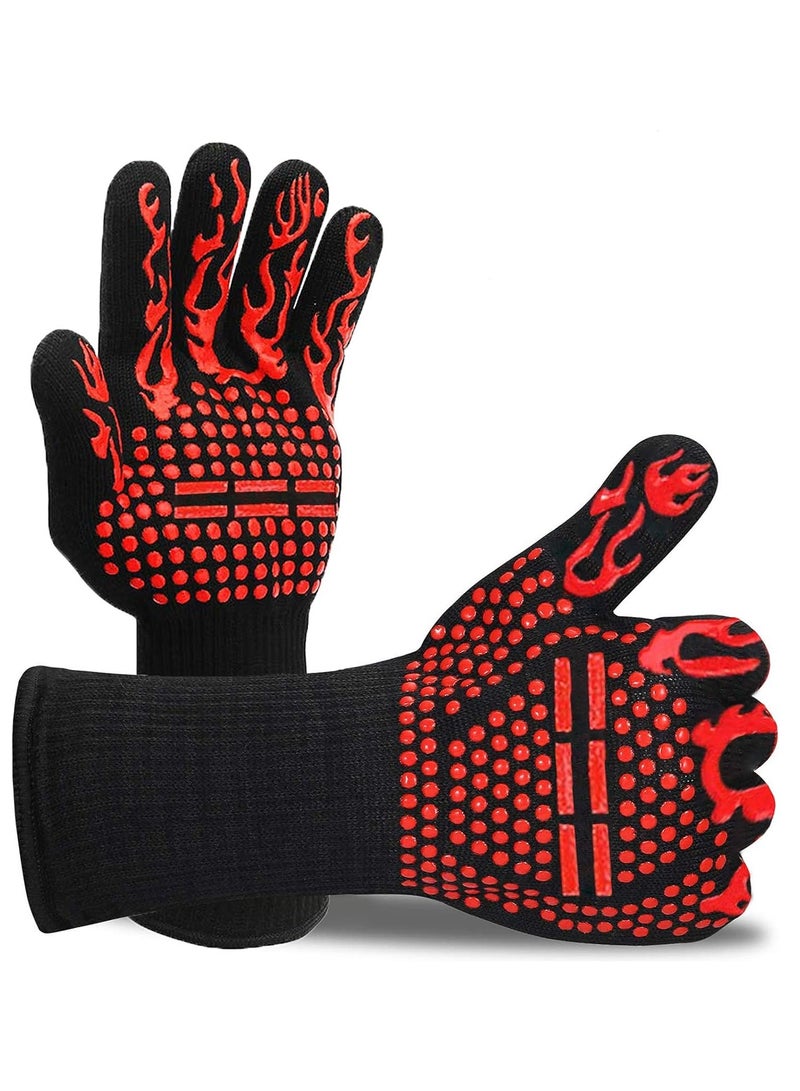 DubaiGallery BBQ Gloves,1472℉ Heat Resistant Gloves with Silicone Non-Slip for Oven,Baking,Frying - Image 2