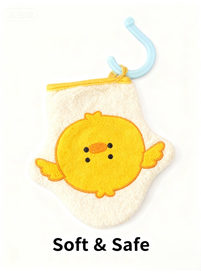 سفينة النور مناديل استحمام على شكل قفاز كرتوني للأطفال، كرة استحمام قطنية، إسفنجة ناعمة، منشفة استحمام صفراء - Image 1