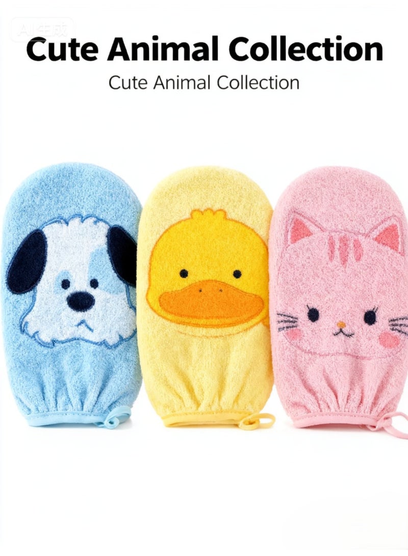 سفينة النور مناديل استحمام على شكل قفاز كرتوني للأطفال، كرة استحمام قطنية، إسفنجة ناعمة، منشفة استحمام صفراء - Image 4