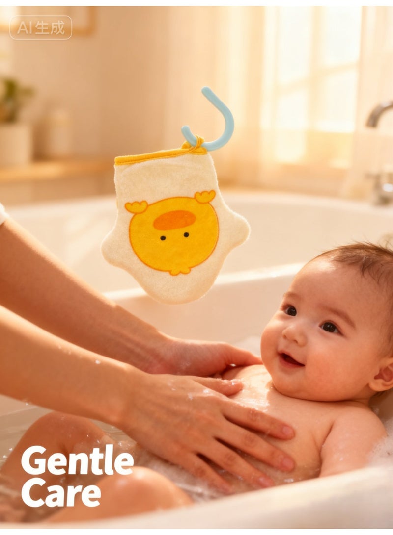 سفينة النور مناديل استحمام على شكل قفاز كرتوني للأطفال، كرة استحمام قطنية، إسفنجة ناعمة، منشفة استحمام صفراء - Image 5