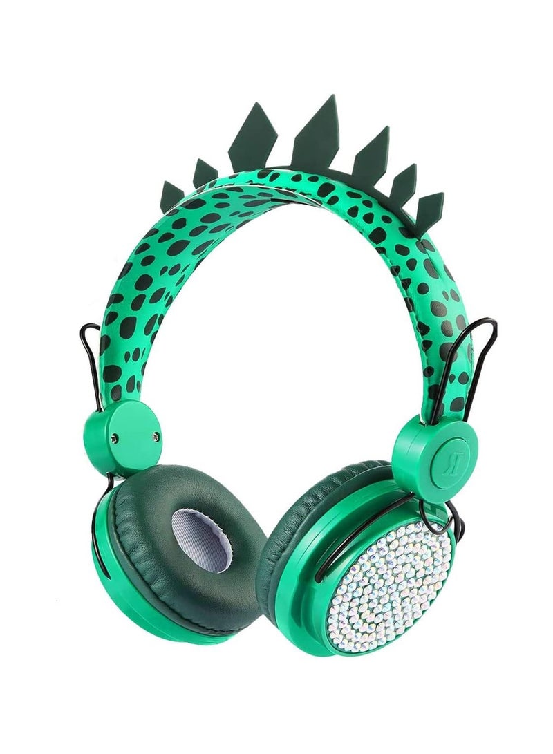 general Kids headphones, dinosaur wireless kids headphones, bluetooth toddler headphones over ear with microphone for computer iPad learning travel birthday gift - Image 1
