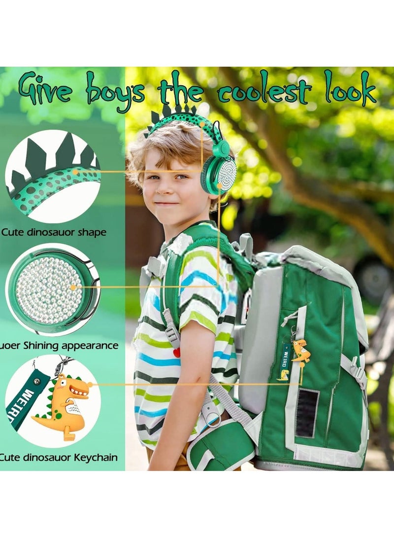 general Kids headphones, dinosaur wireless kids headphones, bluetooth toddler headphones over ear with microphone for computer iPad learning travel birthday gift - Image 2