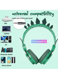General Kids headphones, dinosaur wireless kids headphones, bluetooth toddler headphones over ear with microphone for computer iPad learning travel birthday gift  - Image 4