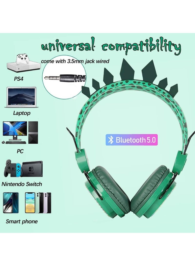general Kids headphones, dinosaur wireless kids headphones, bluetooth toddler headphones over ear with microphone for computer iPad learning travel birthday gift - Image 4