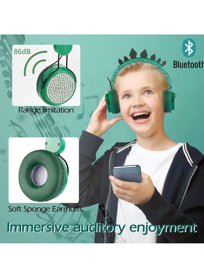 general Kids headphones, dinosaur wireless kids headphones, bluetooth toddler headphones over ear with microphone for computer iPad learning travel birthday gift - Image 5