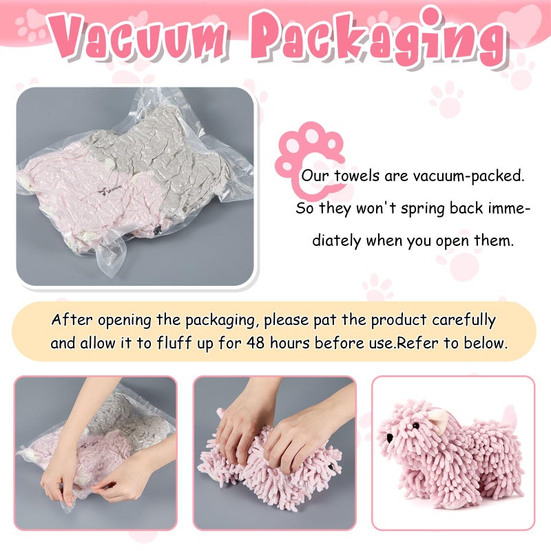 Tegeme 2 Pcs Chenille Hand Towel Fuzzy Dog Towel Absorbent Microfiber Soft for Bathroom Kitchen Washstand (Grey) - Image 3