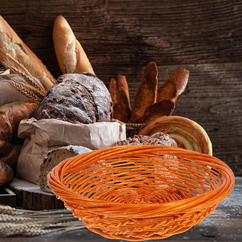 Woven Rattan Basket 23cm Round Thick Rim Storage For Kitchen Counter Organizer - Image 5
